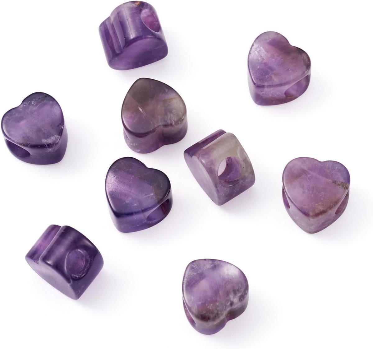 Kralen met groot gat, Europese kralen met groot gat, natuurlijke amethist stenen kralen 13~14x13~14x9~10mm Chakra Healing Spacer losse kralen voor Europese bedelarmband, gat: 5,5~6