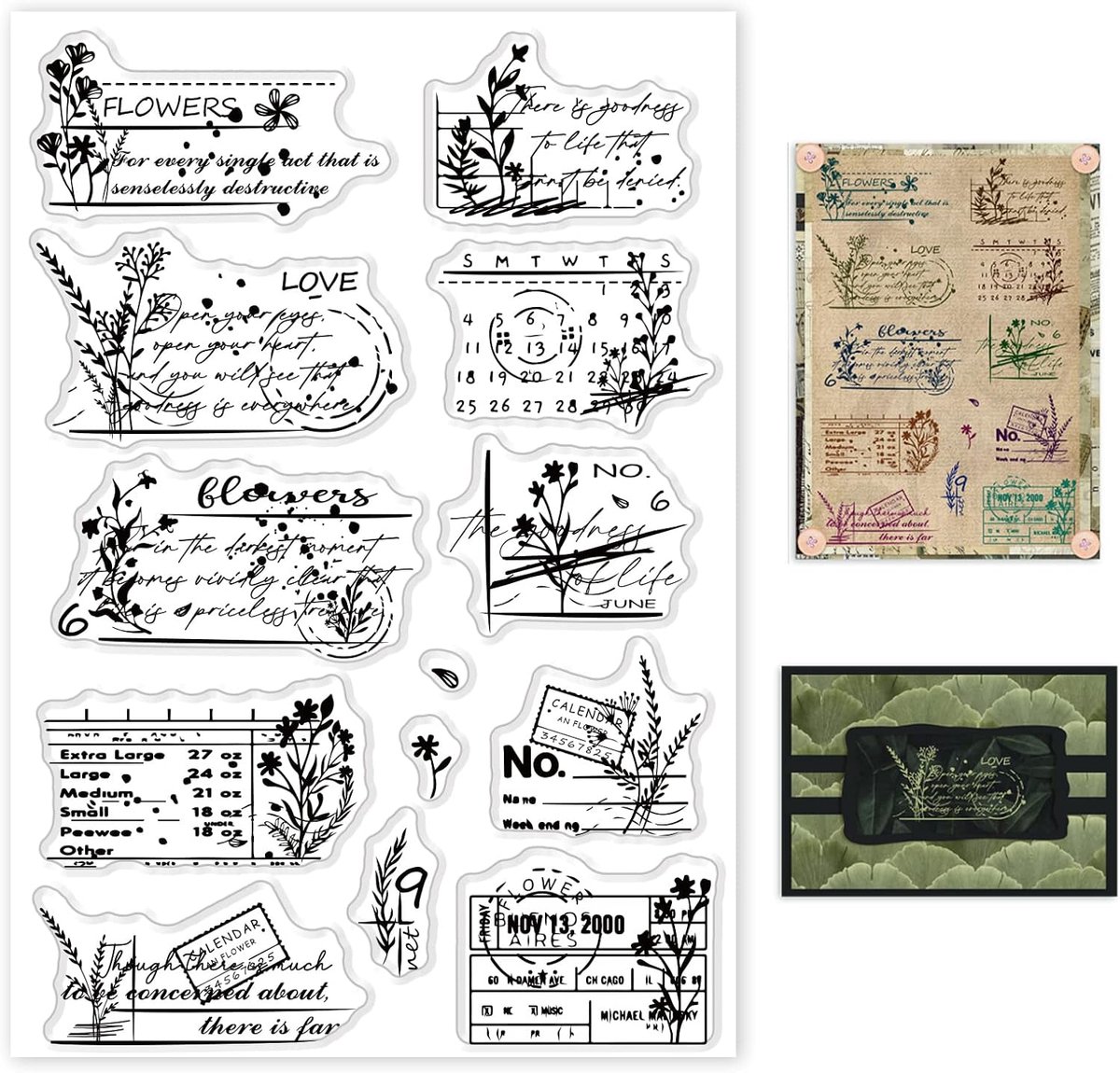 Retro Bloem Kalender Achtergrond Clear Stempels Bloemen Woorden Siliconen Clear Stempel Zegels Voor Kaarten Maken DIY Scrapbooking Foto Journal Album Decoratie
