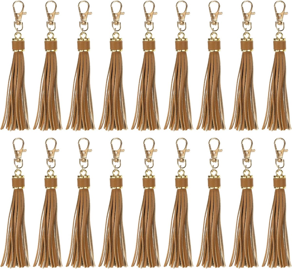 Kwastjes, PU-leer, 14 cm, kwasthanger, kwastjes, sleutelhanger, draaibare karabijnhaak voor het maken van sieraden, handtassen, doe-het-zelf handwerk (koffie)