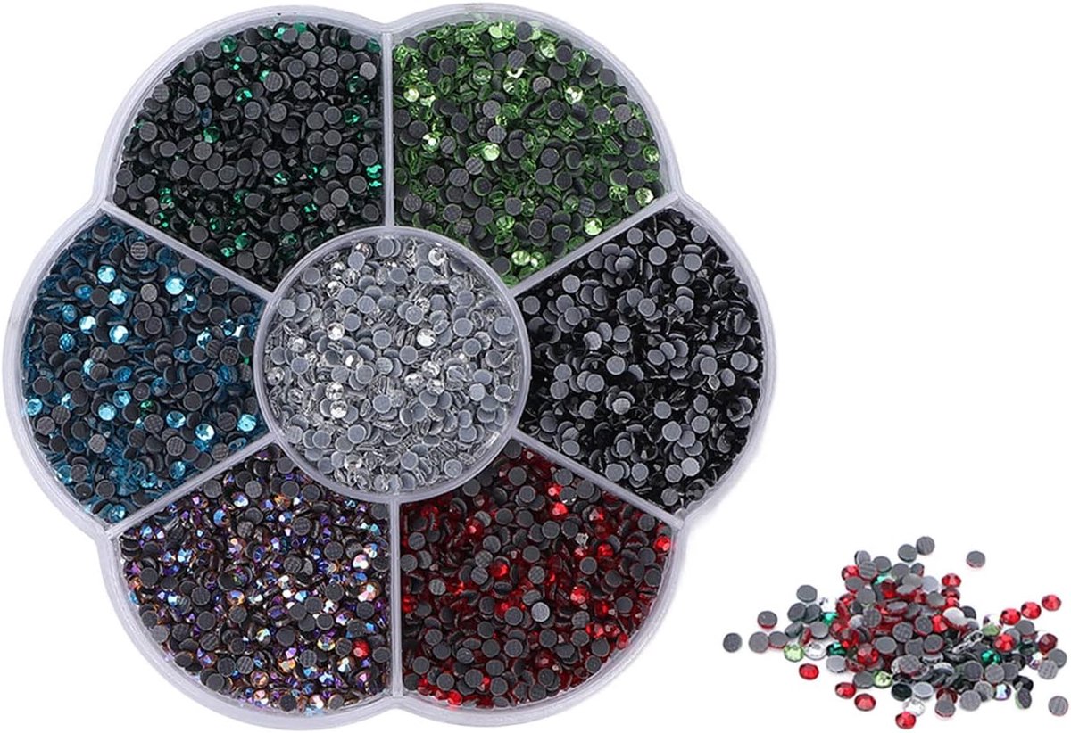 10080Pcs Hotfix Steentjes, Platte Achterkant Steentjes Oogverblindende Kleurrijke DIY Stevige Iriserende Gemengde Kleur Steentjes Ronde Kralen voor Ambachten, Kleding(EEN)