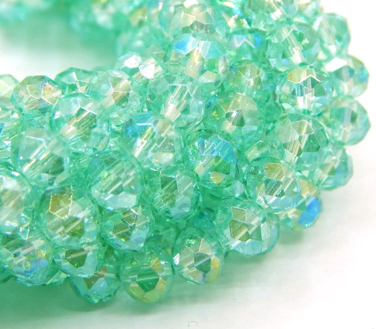Kralen 4 mm, Tsjechische parels CZ geslepen glazen parels, facet ronde bolletjes, glazen kralen, 1 streng, 120 stuks (aquagroen AB)