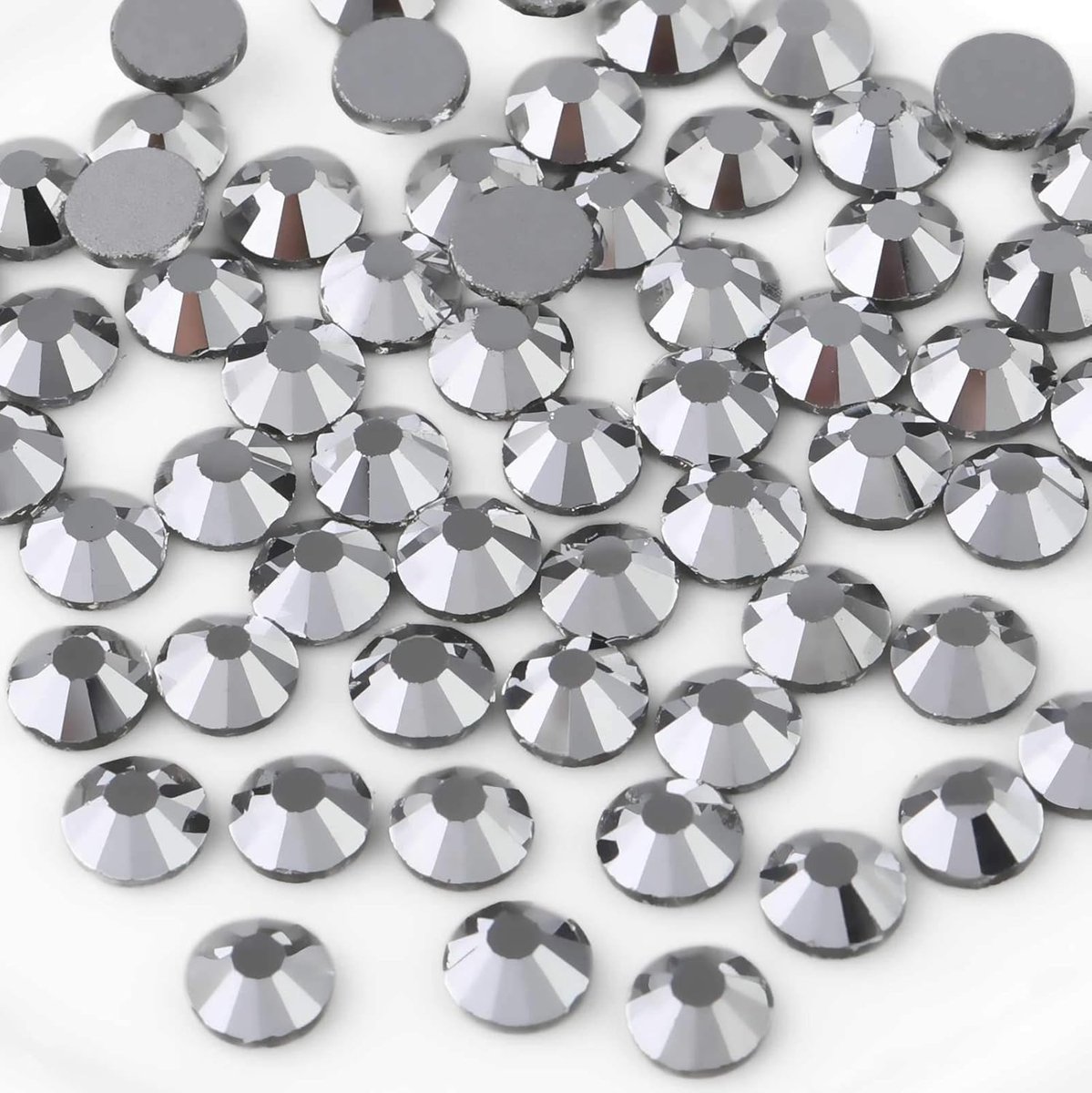 Strassteentjes met platte onderkant, nagelkristallen, strassteentjes voor nagels, zilverkleurig hematiet, SS3 (1,3-1,4 mm), 1440 stuks