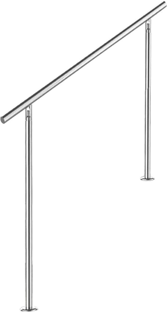 stalen leuning, trapleuning, reling voor trappen, balustrade, balkon, 80 cm, met zonder dwarsbalken, Ø 42 mm, voor binnen en buiten
