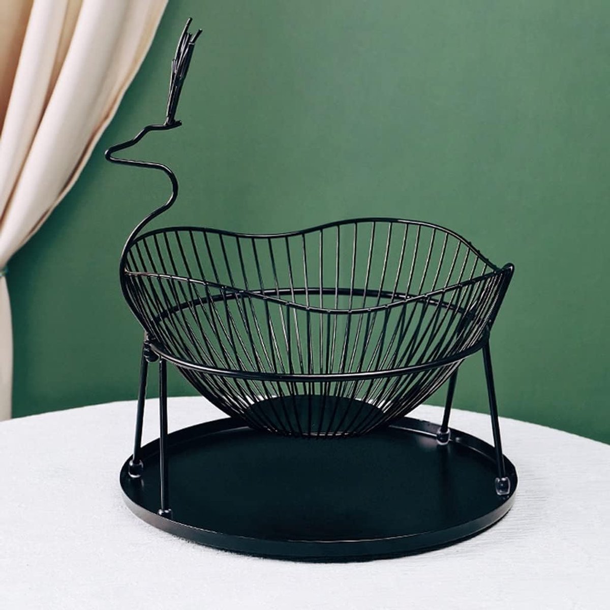 Fruitkommen Metalen draad fruitschaal, ijzeren kunst fruit opslag manden for keukenteller, aanrecht, woondecoratie, tafel middelpunt decoratief Fruitschaal (Color : Black)