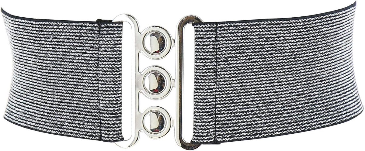 - Elastische damesriem, brede riem met gesp met 3 knopen, vintage stijl, GLORIA Made in France