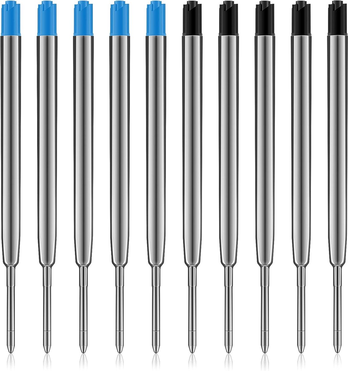 Penvullingen - 10 pennenvullingen, 1 mm medium punt, metalen inkt (blauw+zwart)
