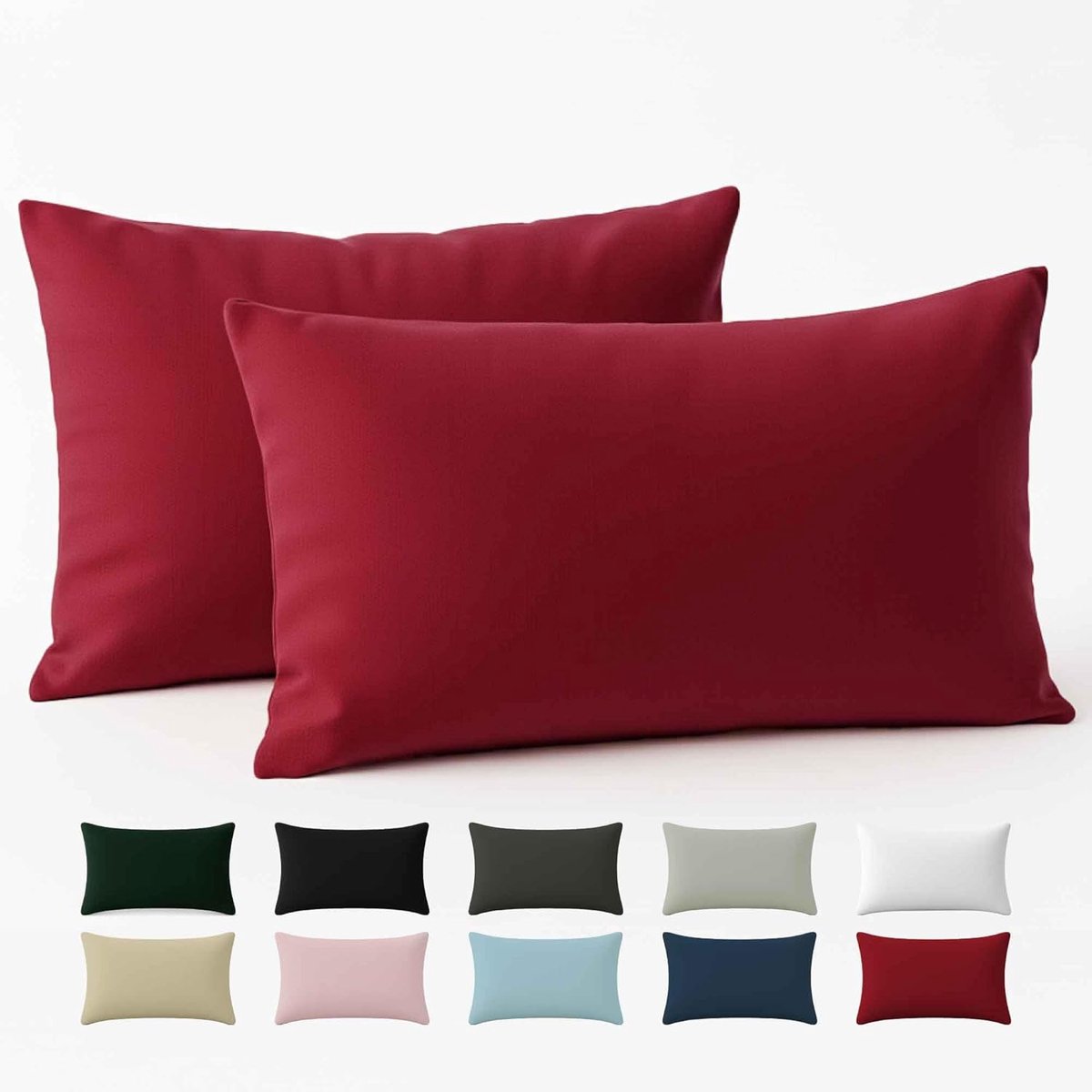 40x80 Versterkte katoenen kussenkussencase (set van 2) - Bordeaux - strak weven van 57 draden/cm² - kussenkussen 40 x 80 cm - OUKO Tex