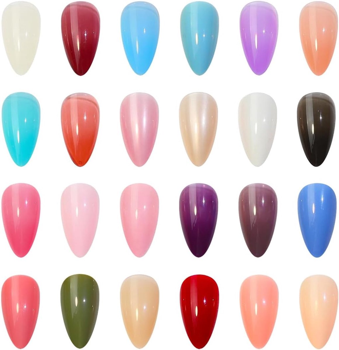 24 Kleuren 576 Stuks Nepnagels Acryl voor Nail Art Kunstnagels Nagellijm met Nagelvijltjes Ballerina Medium Lengte