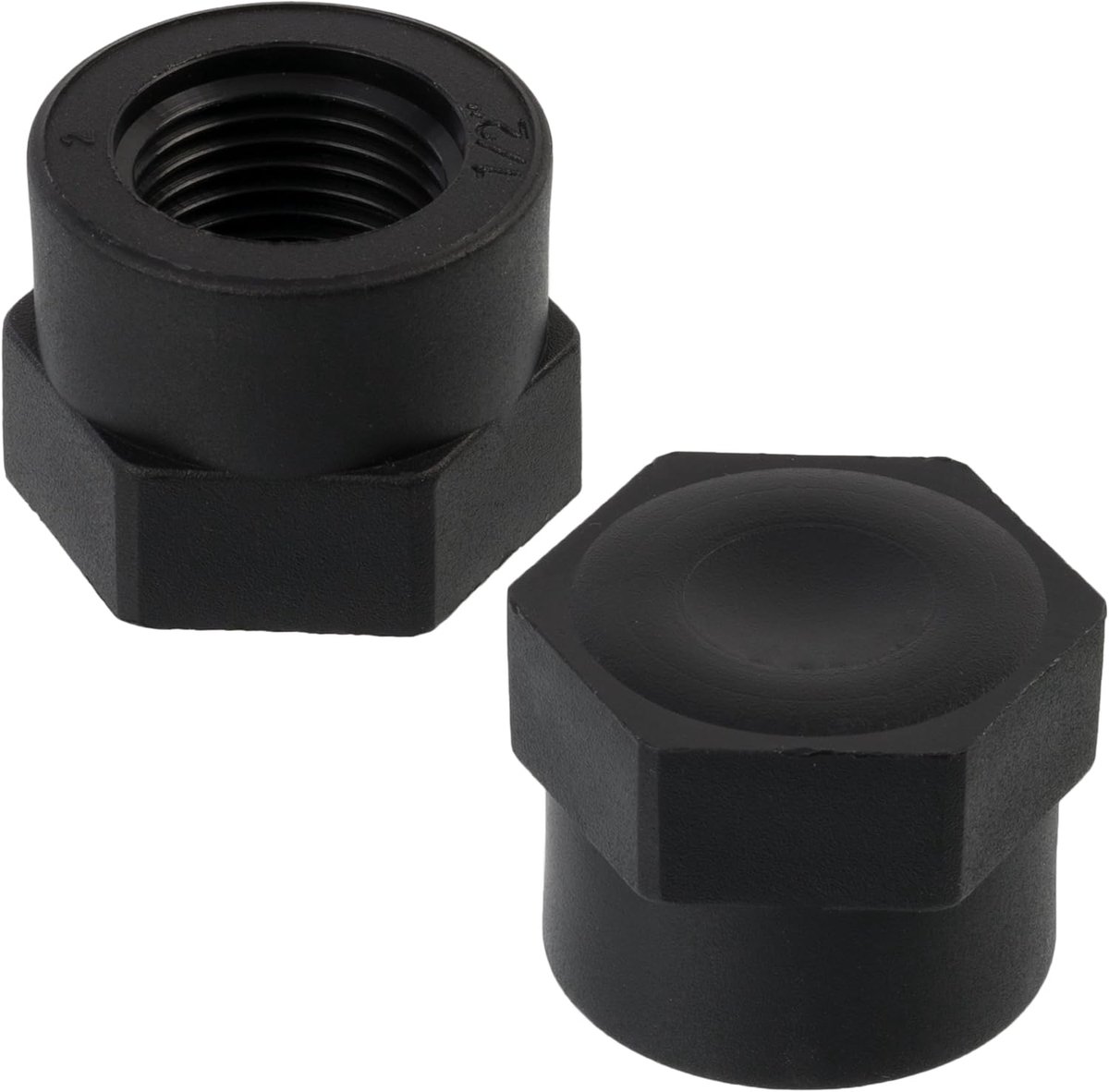- C75024 - Set met 5 pluggen vrouwelijk 1/2" om te schroeven voor irrigatieslang druppelsysteem - druk max. 10 bar - van polyethyleen - verbindingsstuk voor irrigatiecircuit