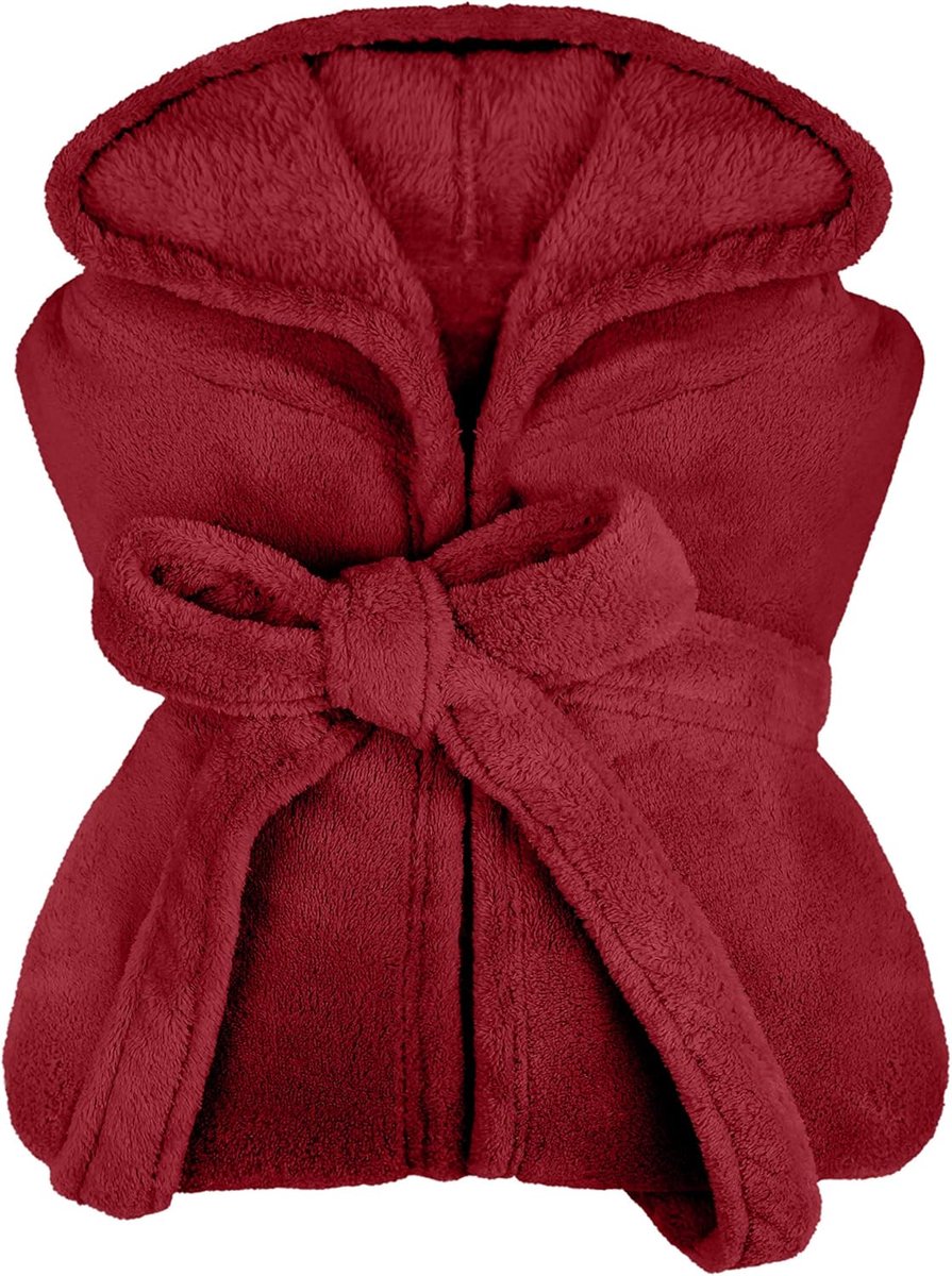npluseins extra zachte badjas met capuchon van knuffelfleece - in moderne kleuren en verschillende maten - unisex & kuitlengte
