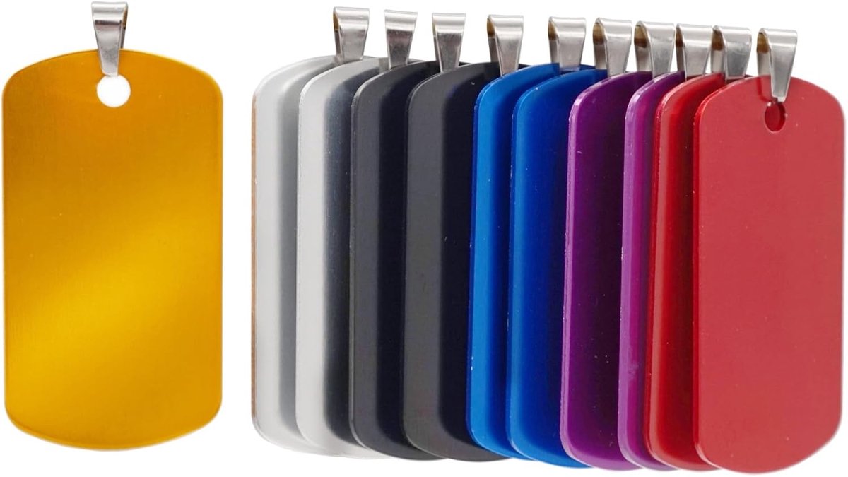 aluminium lege hondentags, doe-het-zelf gegraveerde kat hond ID-tags, gepersonaliseerde huisdierenidentiteit naamlabels, maat 46 mm x 25 mm, mix kleuren 12 stuks