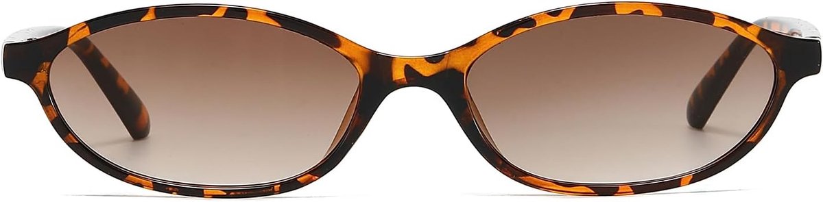 Ovale retro zonnebril voor dames, kleine kattenoog, vintage zonnebril, jaren 90, modieus, chic, smal montuur, UV400-bescherming