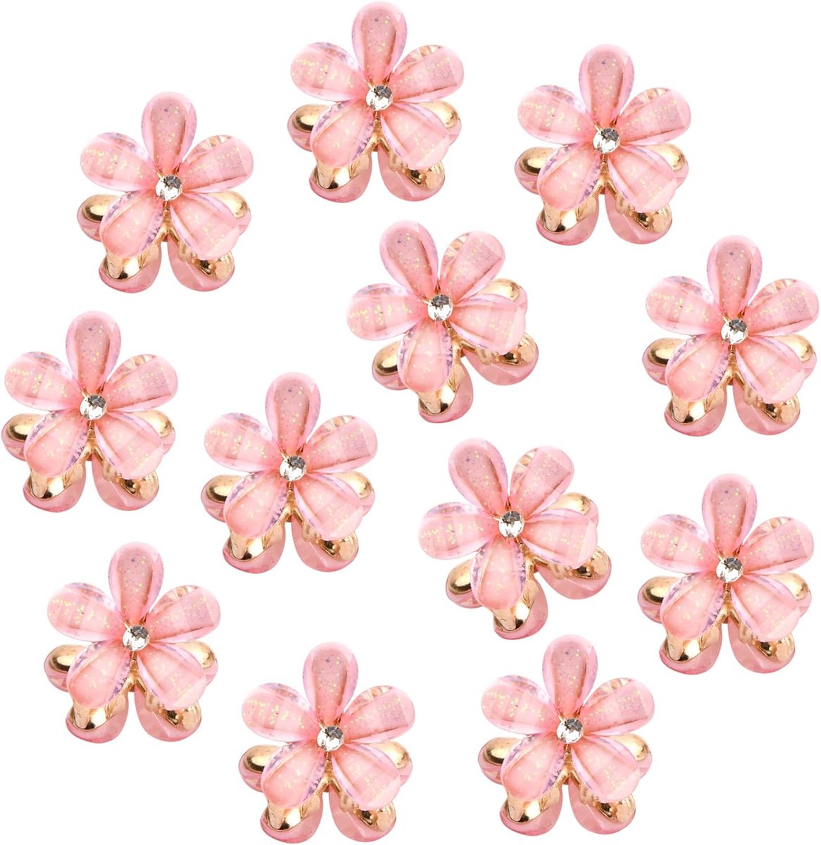 Verpakking van 12 Mini Haarspeldjes, Mini Diamant Haarspeldjes, Haaraccessoires, Decoratieve Haaraccessoires voor Meisjes, Vrouwen, Bruiloften, Feesten, Bruiden (Roze)