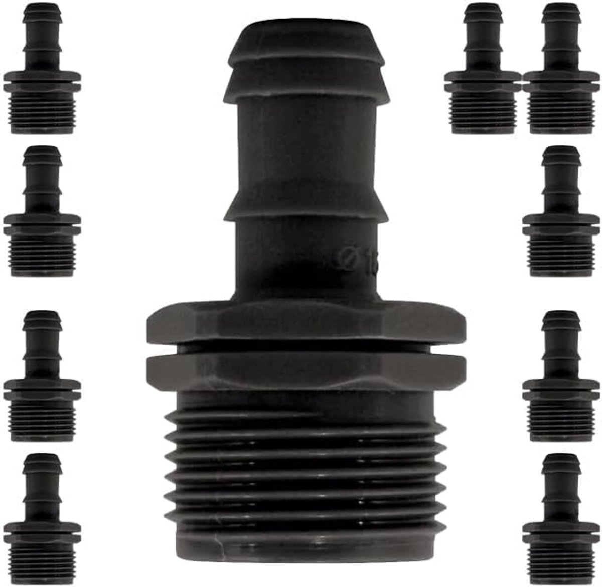 10 x druppelirrigatie, 16 mm x 1/2 inch druppelaccessoires voor irrigatiesystemen, zwart