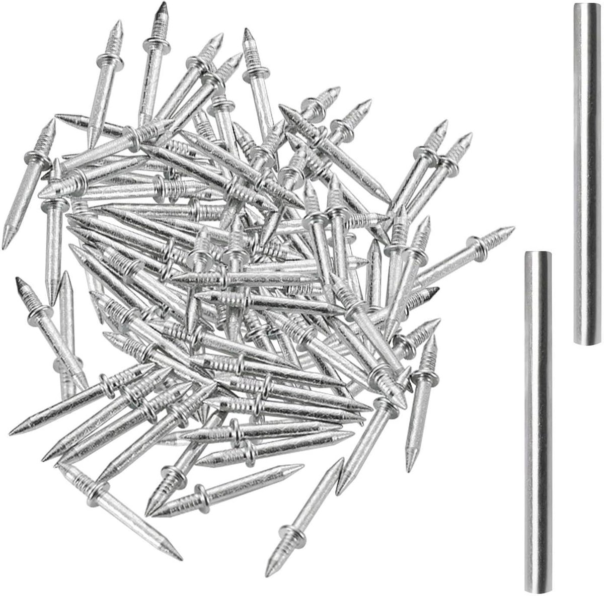 200 stuks tweekoppige nagels en 2 mouwen, itemfixeernagels, hardware-accessoires, naadloze dubbelkoppige schroefnagels, meubelaccessoires
