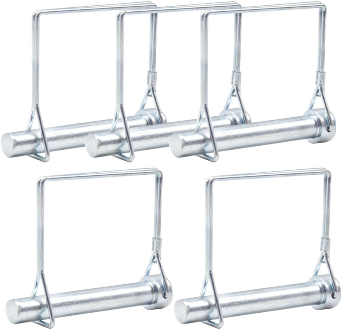 5 stuks zekeringspen, 12 mm x 80 mm, een splinte buisklappen met vergrendeling, vierkante beugel van verzinkt, voor aanhangers, tractoren, kieppers, boerderij, grasmaaiers (F.12 mm x 80 mm)