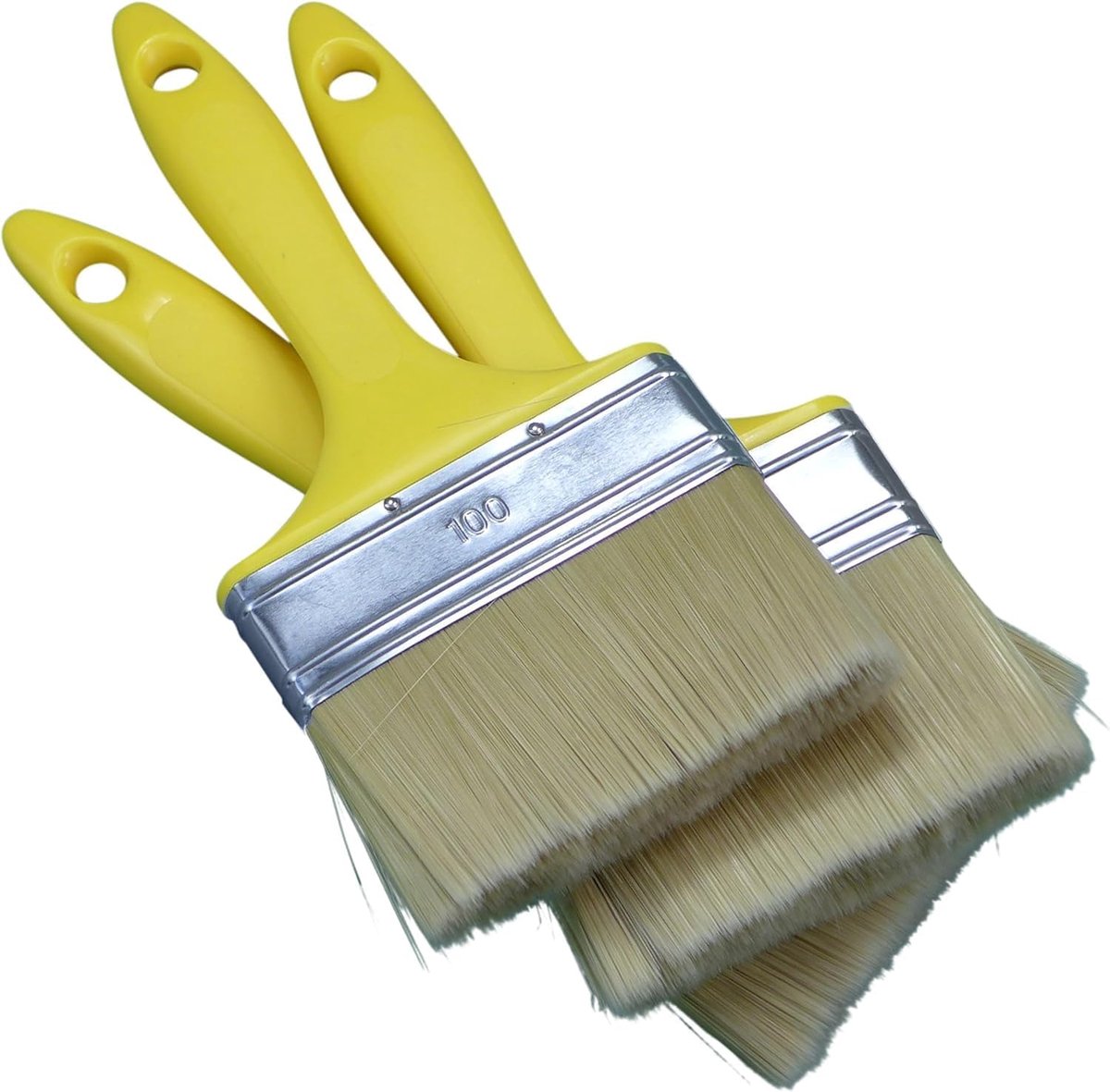 Platte kwast 10 cm voor lazuur houtbescherming tuinhout waterlak schilderkwast 100 mm (3)