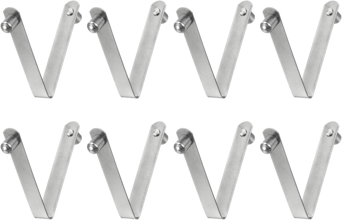 8 stuks klem met veer voor kajakpeddels met dubbele knop, 5,8 x 7,5 x 48 mm, 65 Mn clip, telescopische slangklem, V-vorm, veerstaal voor tent, camping, parasol