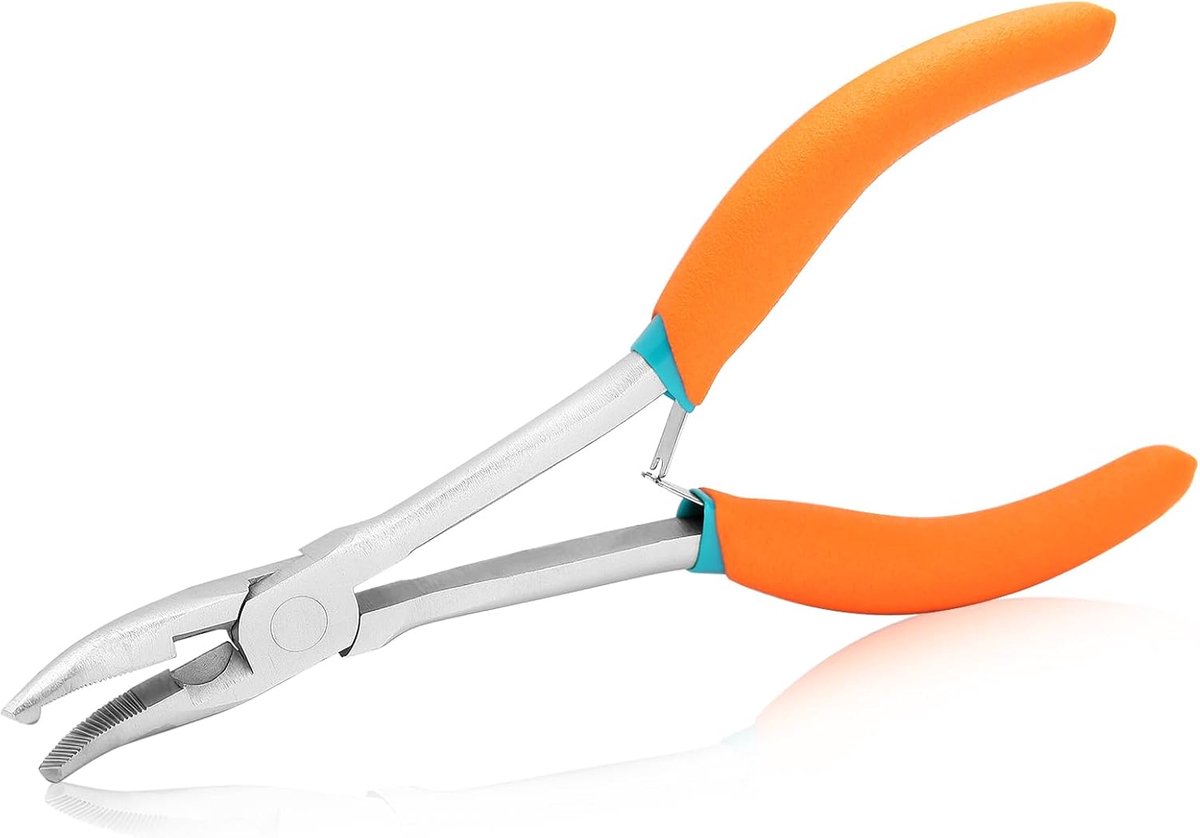 Lange Reach Gebogen Neus Tang Met Draadsnijders - Getande Kaak Split Ring Snijtang - Haak Remover, Springen Ring Opener Tool - Sleutelhanger Voor Snijden Klemmen Sieraden Maken