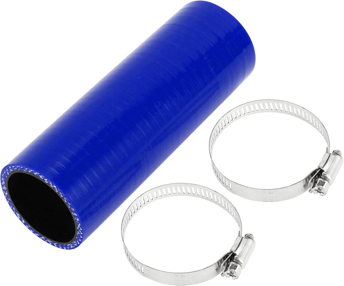 ABSOPRO Rechte Koppeling Silicone Slang Met Klemmen 1.77" ID 5.91" Lengte 0 Graden Auto Silicone Slang Koelslang 4-Laags 5mm Dikke Luchtinlaat/Turbo/Intercooler Leiding Zwart Blauw 1 Set