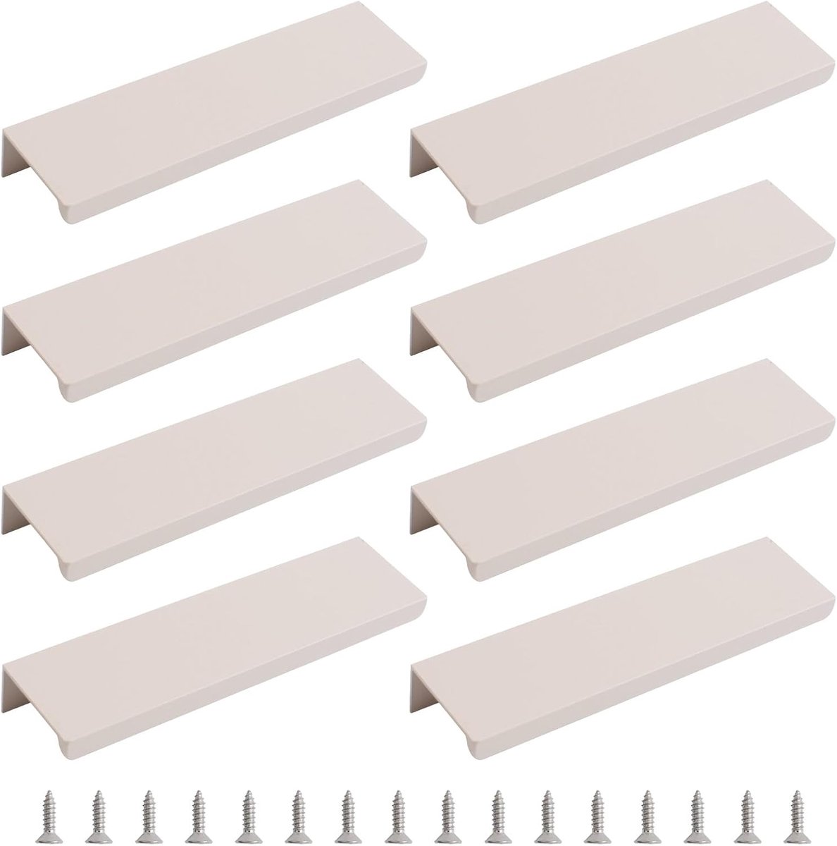 Cashmere-grijze opbouwrandgrepen voor één-vingerbediening, aluminiumlegering lade-handgrepen in moderne stijl met rechte hoek, 8 onzichtbare lade-grepen voor kasten, lade-metaalwerk, 120 mm