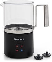 Foamera Glazen Melkopschuimer – Elektrische Melkopschuimer – PFAS-vrij – 4-in-1 – 500ML – Vaatwasserbestendig – Zwart