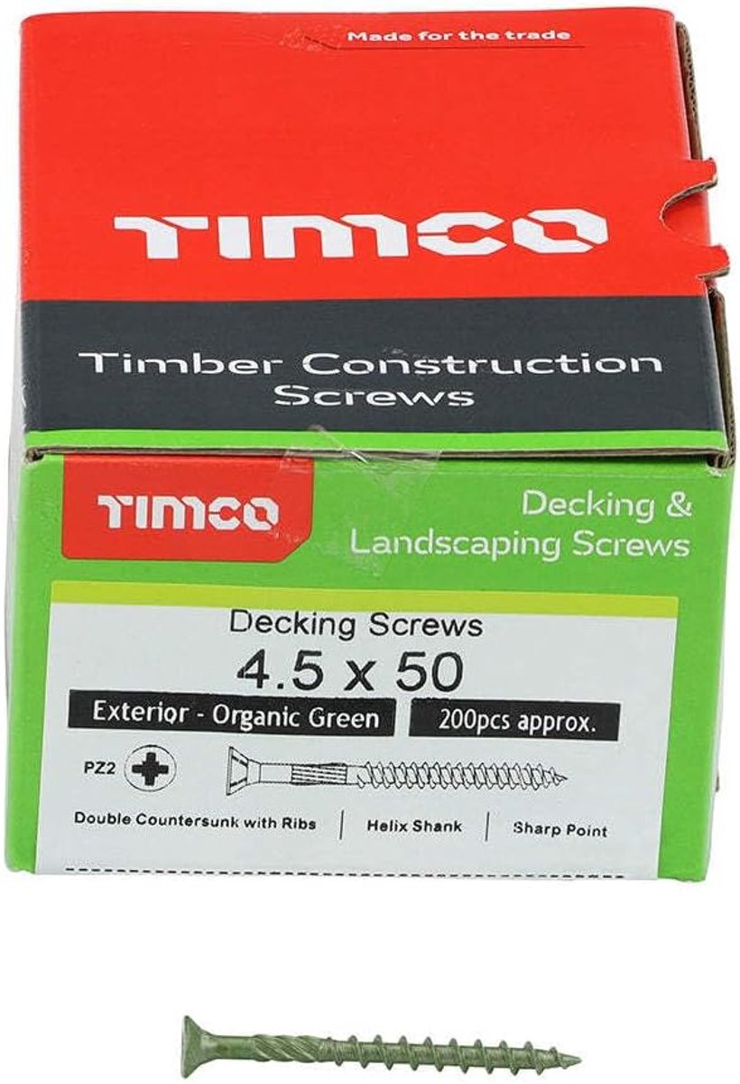 Klassieke terrasschroef - 4,5 x 50 - Groen - Doos van 200