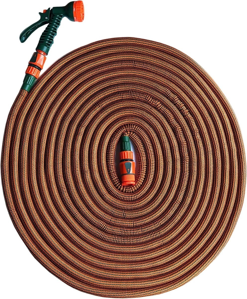 Flexibele waterslang tot 50 m lengte, voor 1/2 en 3/4 inch kranen, lichte en knikvrije tuinslang voor irrigatie en reiniging, uitbreidbare slang met tuinsproeier