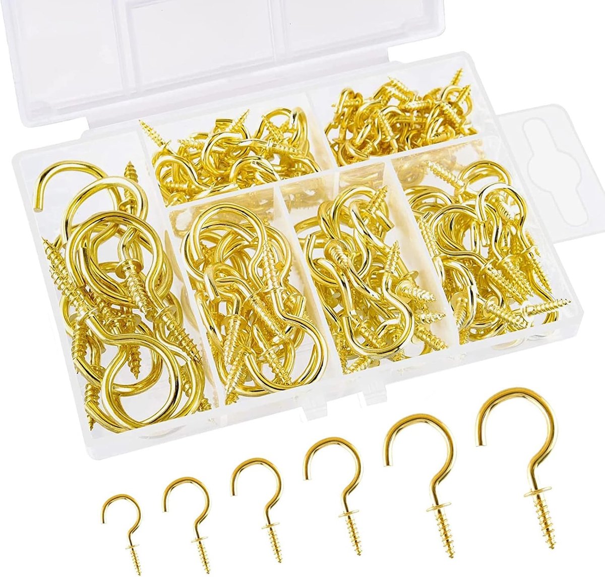 Haken schroefhaken roestvrij staal haakschroef multi-size cup haak plafondhaak metaal (goud)