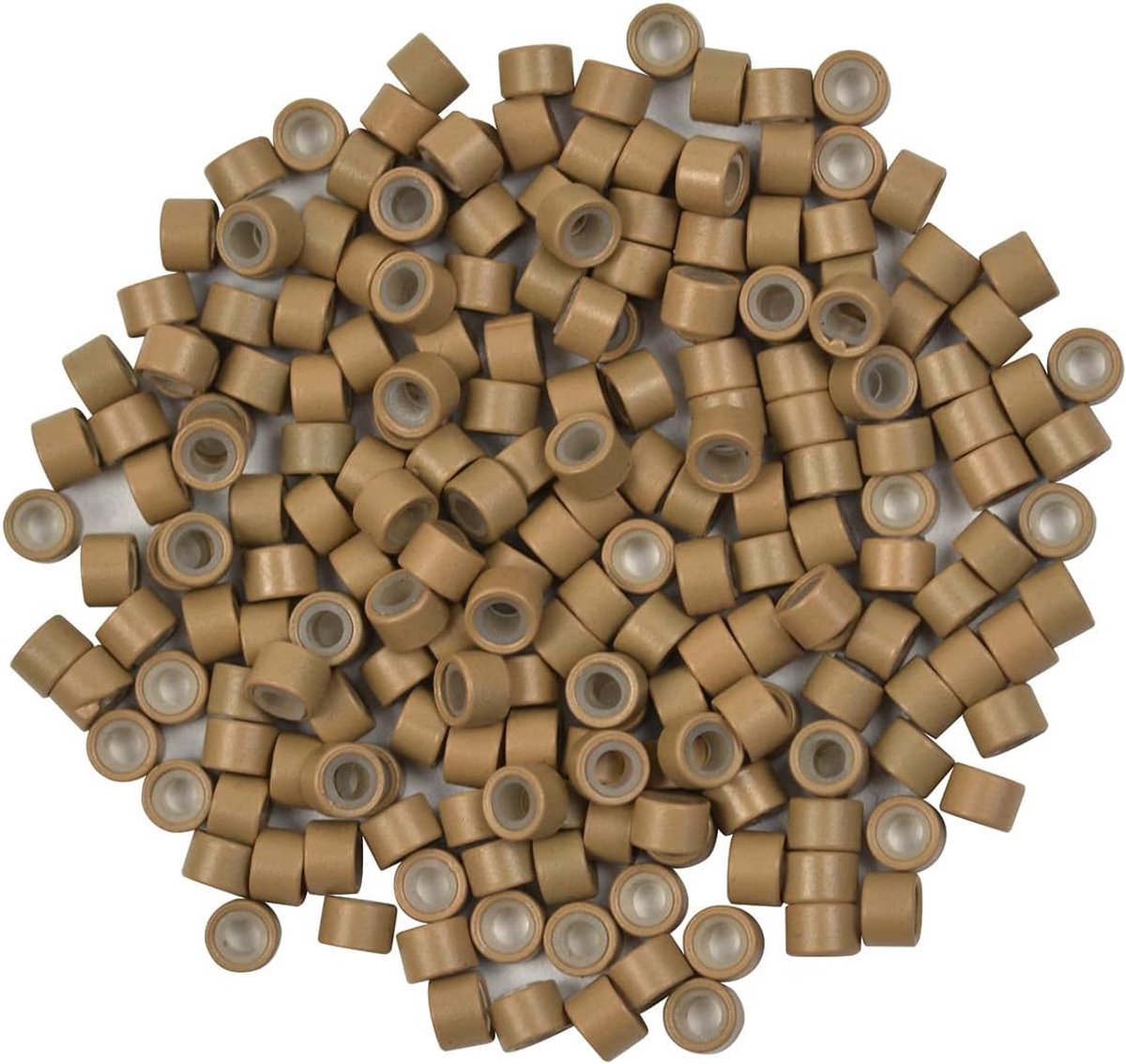 200 stuks siliconen gevoerde micro-ringen, links, parels, 4,0 mm, haarkralen voor haarverlengingen (donkerblond)