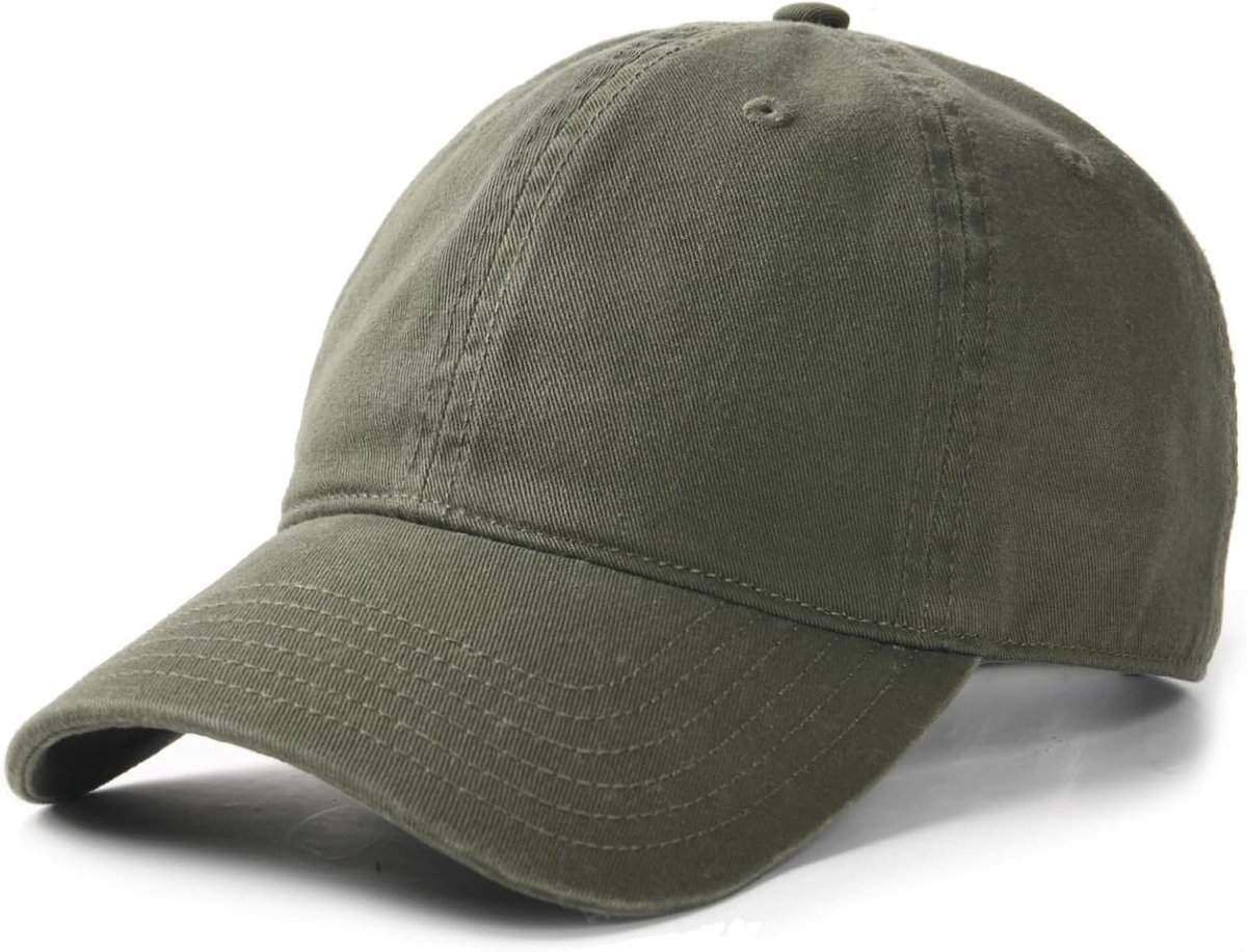 Unisex vintage baseballcap katoen verstelbare baseballcap, legergroen, L