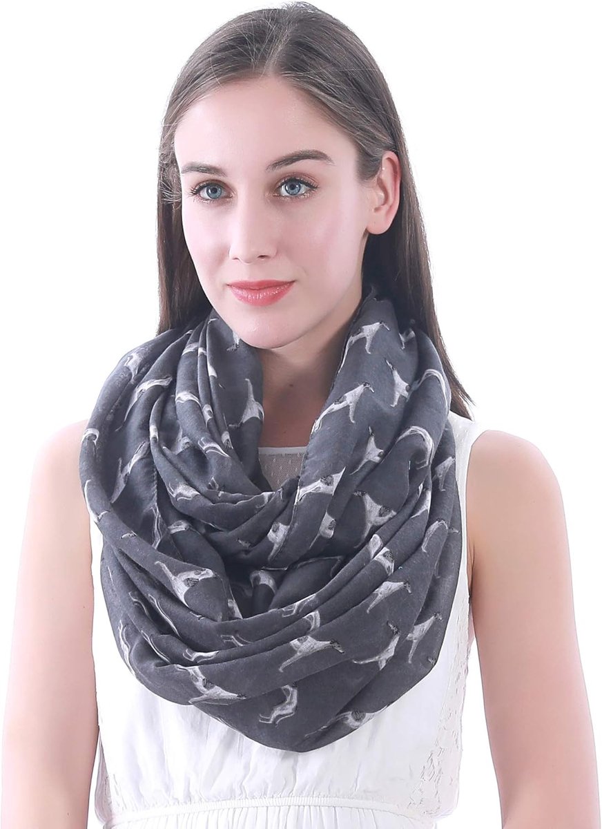 & Lily Dames colsjaal met honden print - Greyhound