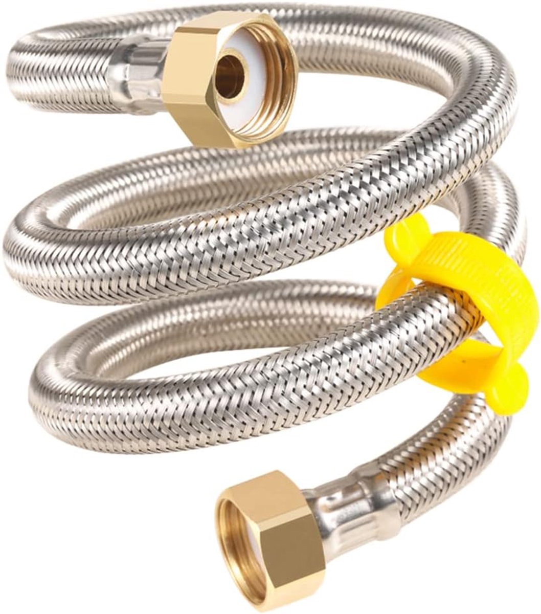 40CM Rvs Gevlochten Slang Flexibele Pijp, G 1/2 "x G 1/2" Flexibele Waterleiding, Voor Gootsteen Sanitair Vervangen(Verpakking van 2)