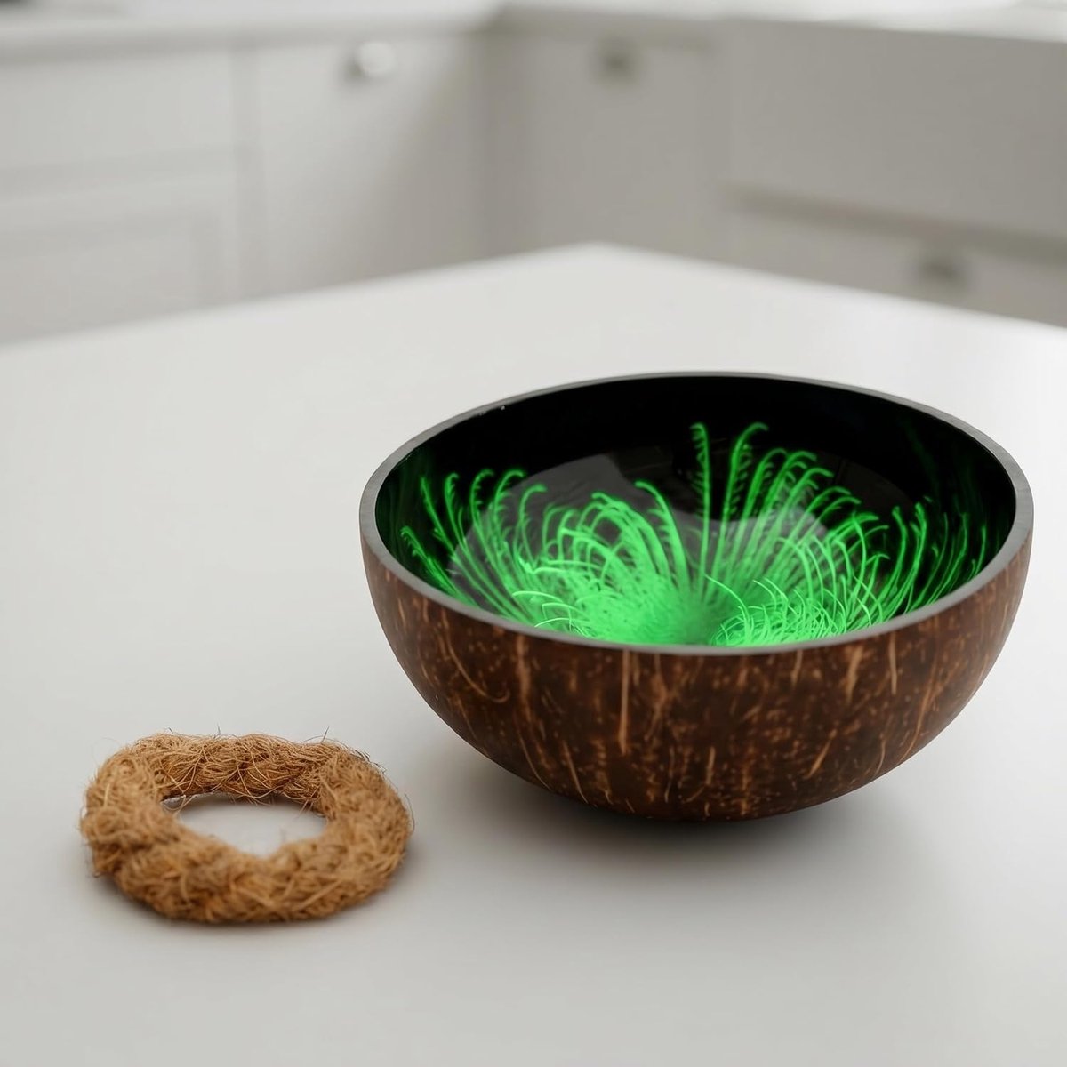 kokosnootschaal | Boeddha Bowl | Decoratieve schaal - gelakt, handgemaakt en milieuvriendelijk