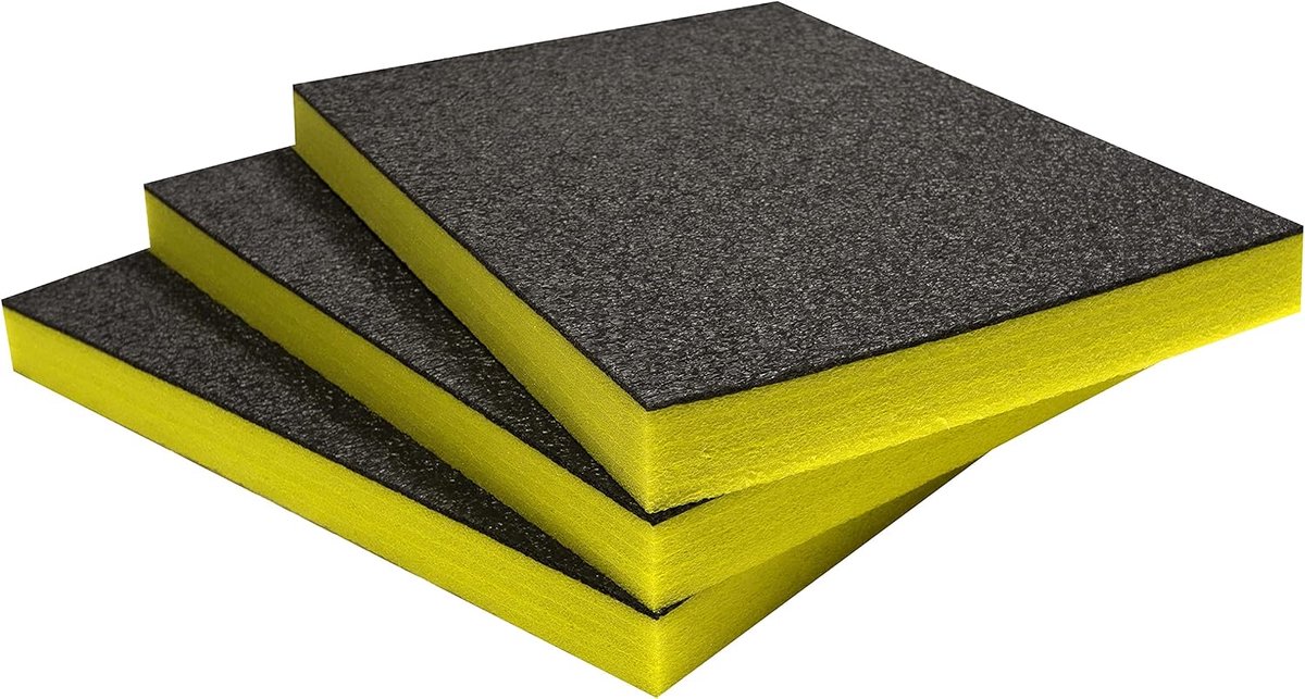 Foam Value Packs - Set van 3: 600 mm x 420 mm x 50 mm | Snij- en pelschuim voor gereedschapskisten, gereedschapskisten, flightboxen en gereedschapsopslag