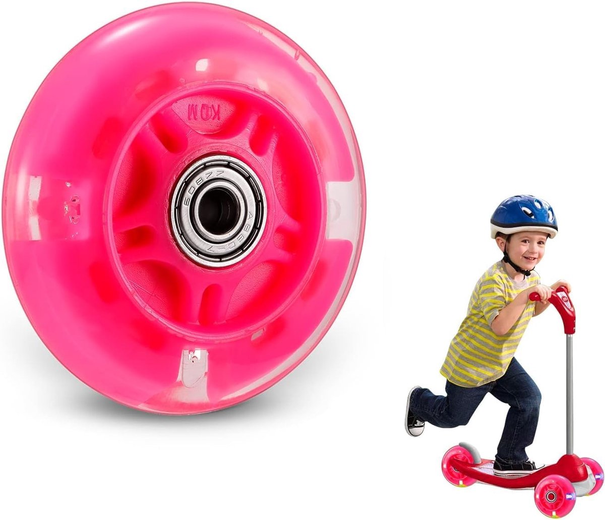 Vervangingswielen, LED Flash Wiel 80 mm, Mini Maxi Micro Scooter Skate Wielen, Knipperende Roller Lichten, Achter, ABEC-7, 80 mm, voor Kinderen en Tieners, Binnen Buiten Skaten (Verpakking van
