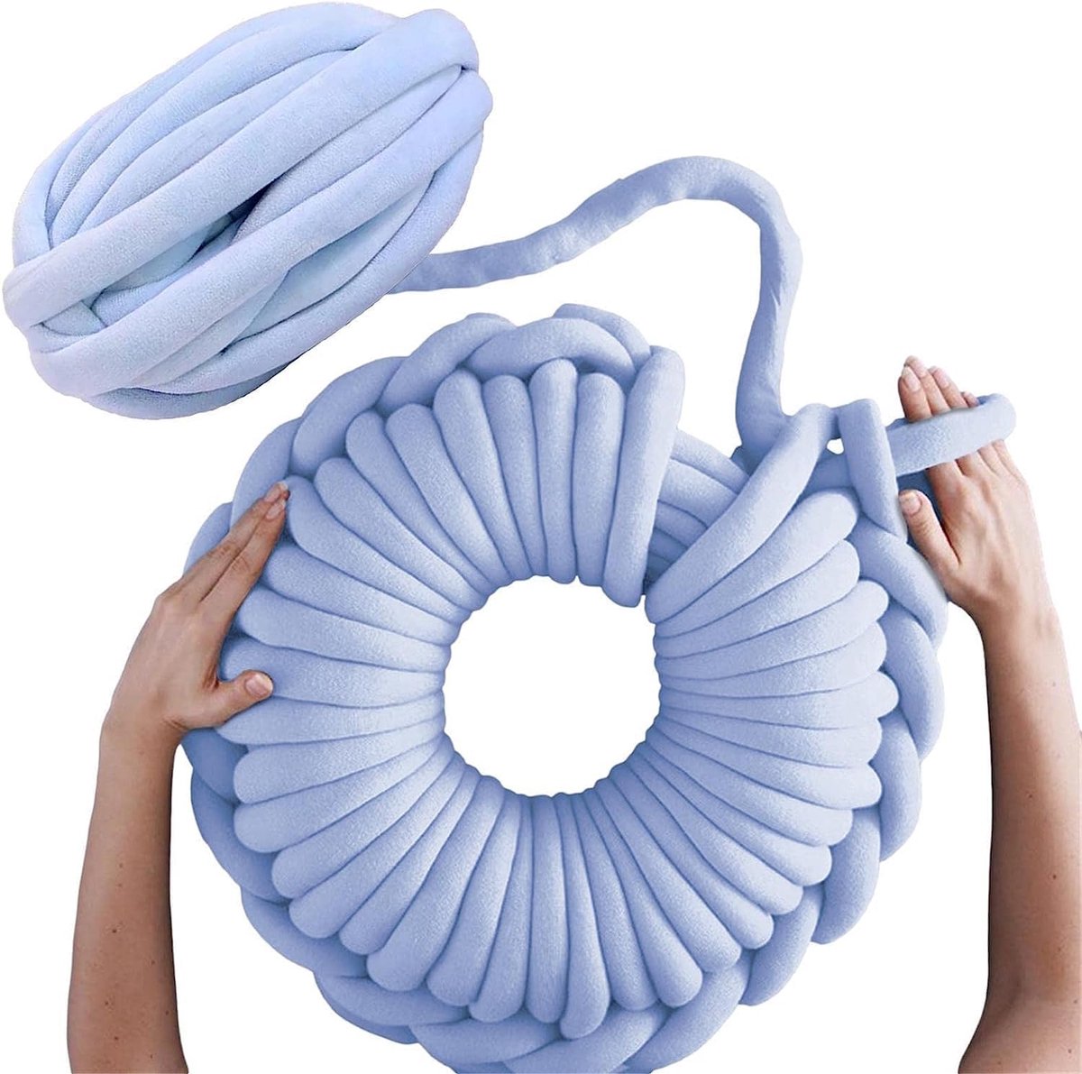 XXL wol om met de hand te breien, Chunky Yarn slanggaren, haakwol, Bulky, IJslandse wol, voor beginners, plafond, tas, handbreigaren, lichtblauw, 500 g/25 m