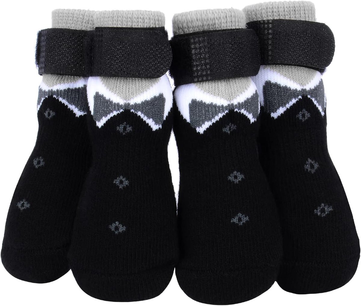 Antislip Hondensokken, Set van 4 Antislip Sokken voor Binnen met Verstelbare Afneembare Bevestigingsband voor Kleine en Middelgrote Honden, Katten, Puppy's en Oudere Huisdieren (M)