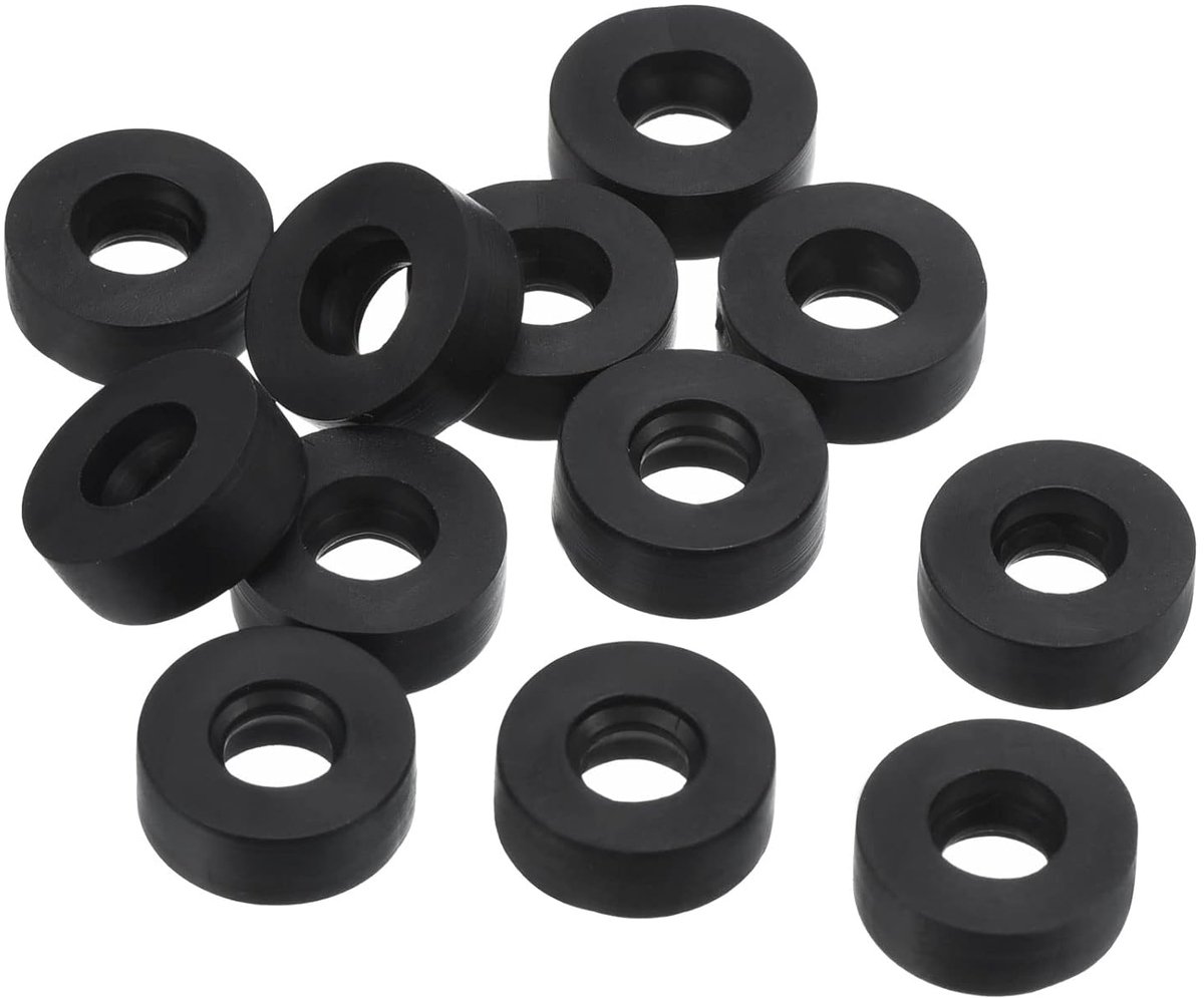 M6 Rubberen platte sluitring, 12 verpakkingen 5 mm ID 12 mm OD afdichting afstandhouder ring voor kraan, slang, waterslang, boutbevestiging, zwart