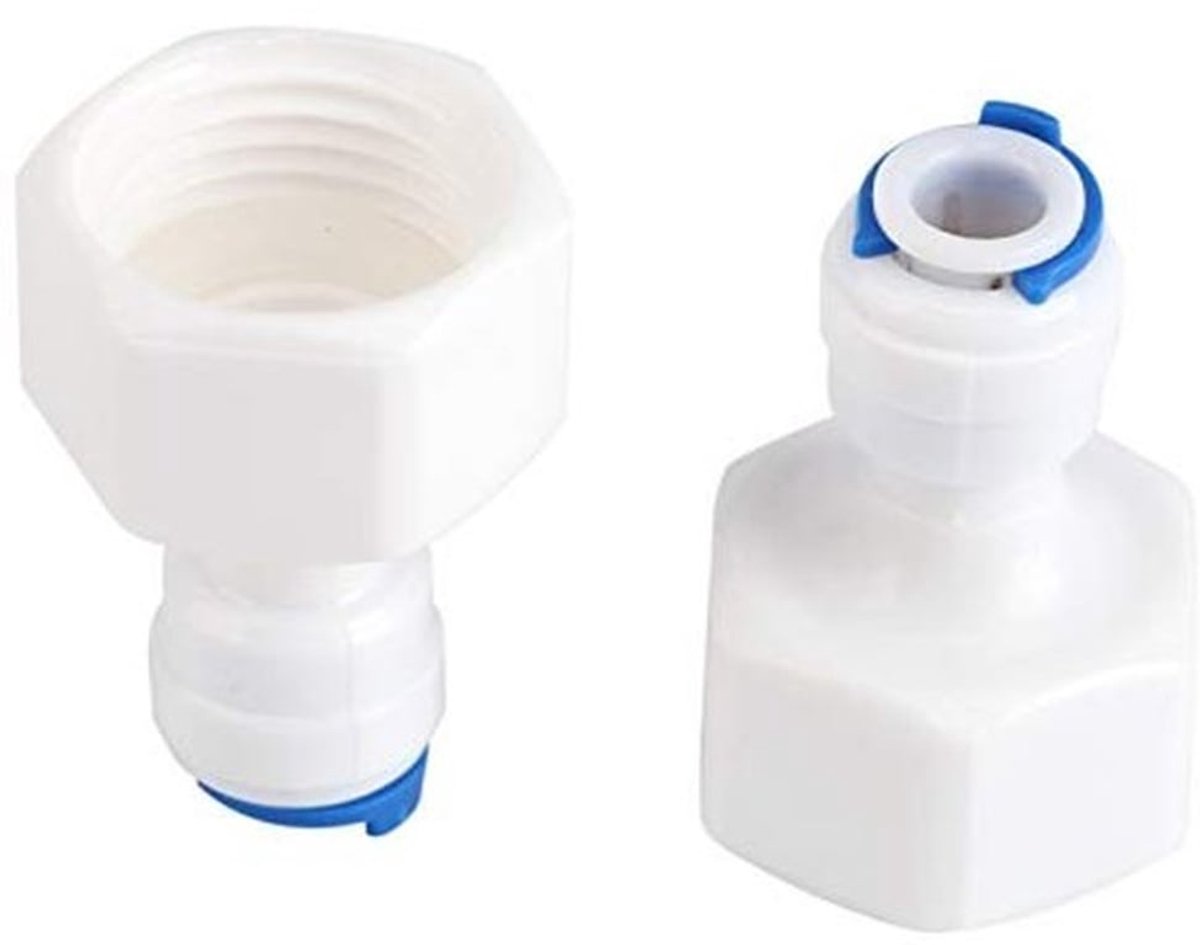 Quick Connector 6 Stuks - 1/4 Buis OD naar 1/2 Vrouwelijke - Kunststof - Waterfilter - Omgekeerde Osmose - Lichtgewicht - Waterfilterconnector