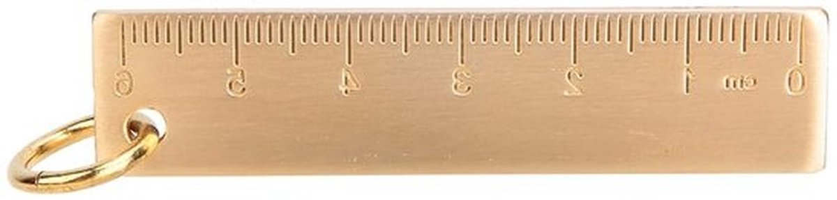 Mini Lineaal Sleutelhanger van Messing - 6 cm Lange Lineaal voor Kantoor en School - Handig en Duurzaam Accessoire