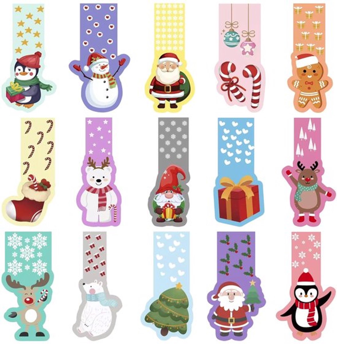 Boekenleggers 30 Stuks - Magnetische Boekenleggers - Kerstboekenleggers - Bladwijzers - Duurzaam Materiaal - Schattige Kerstmotieven