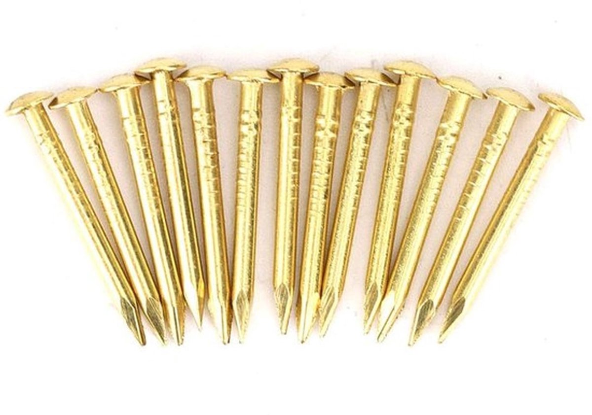 Kopspijkers 100 Stuks - Ronde Kop - Messing - 10mm/15mm/18mm/22mm - Voor Meubels/Scharnieren - Ambachtelijke Projecten - Spijkers