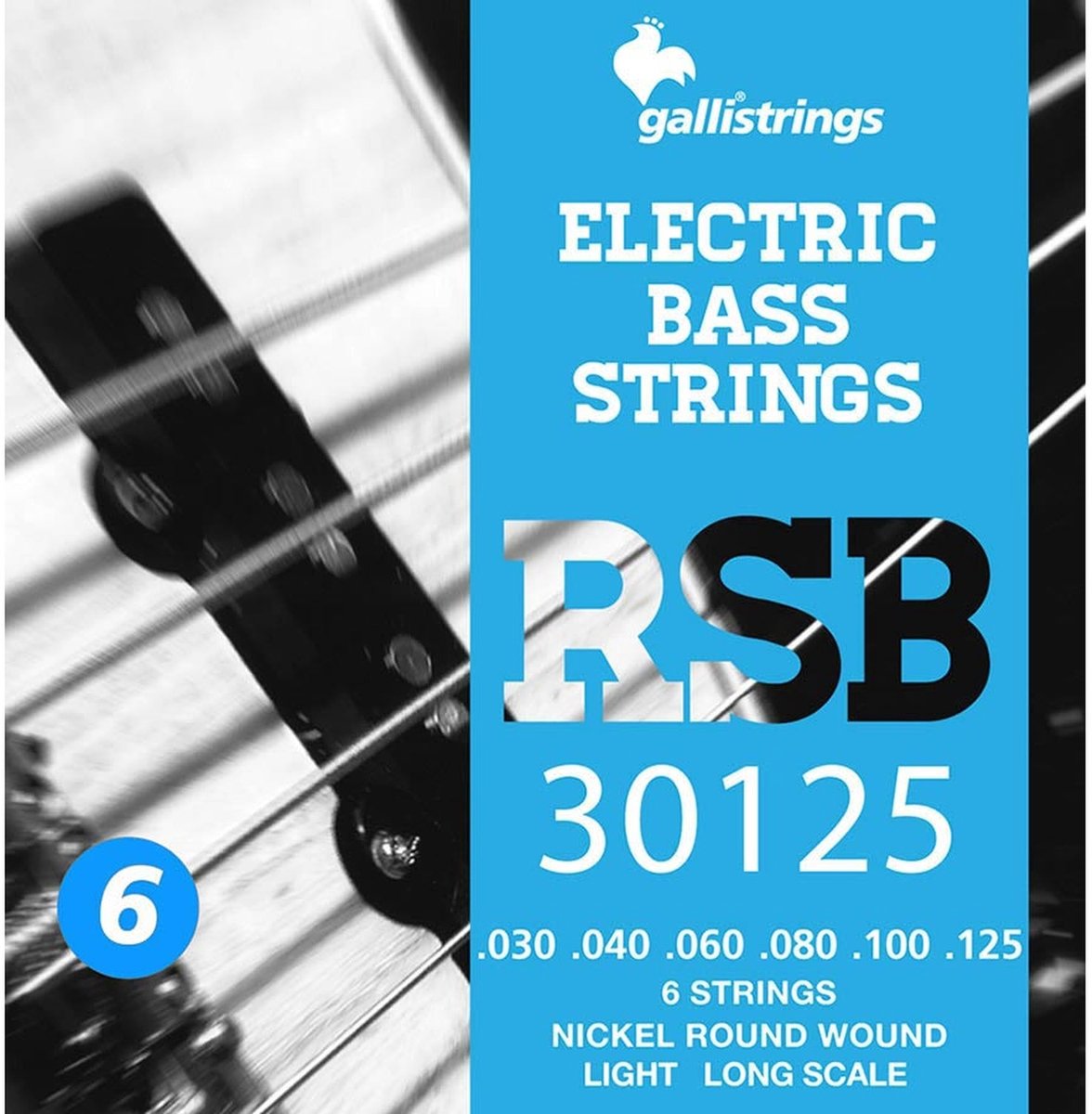 Galli RSB-30125 snaren set elektrisch 6-snaar bass, nickel roundwound, light, 030-040-060-080-100-125