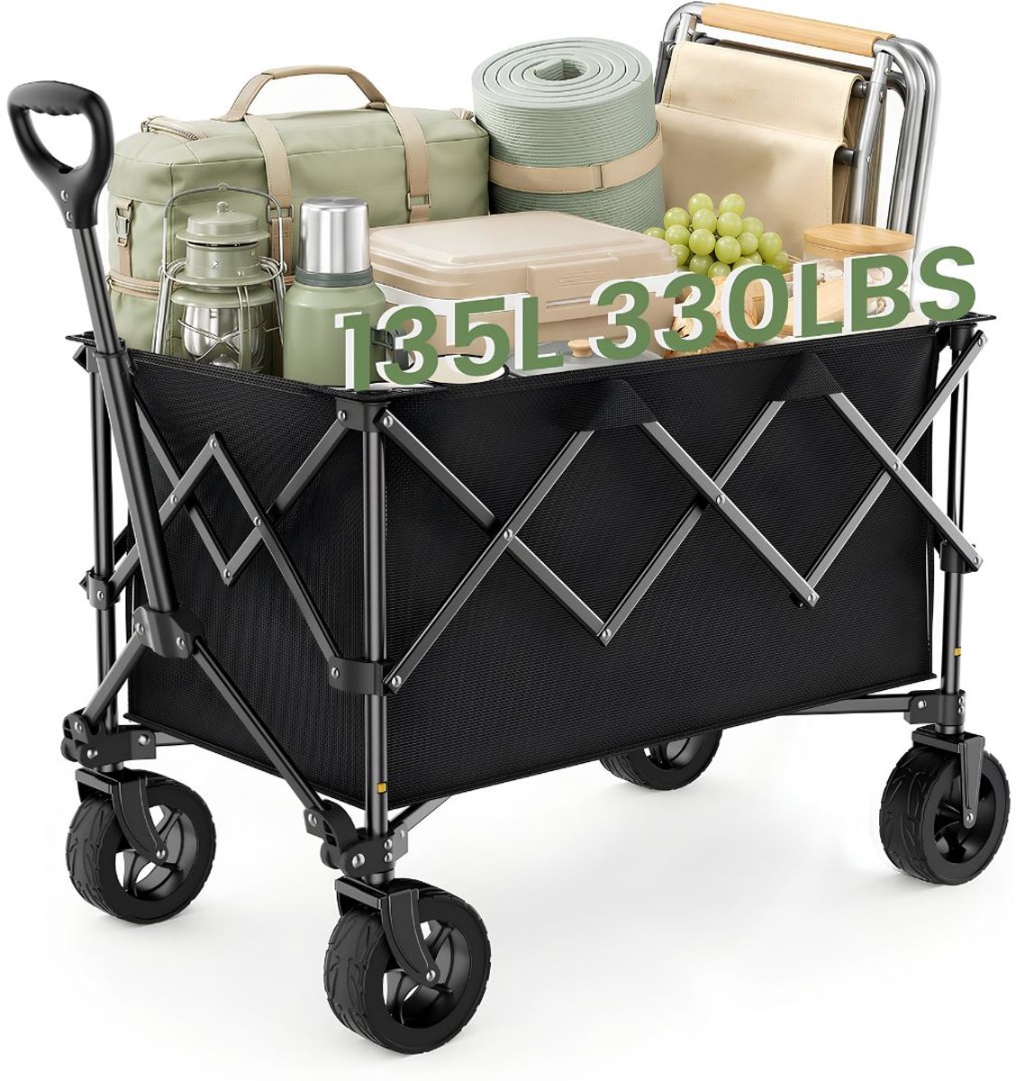 Lìon® Bolderkar - Festival Trolley Multifunctionele Kar - Opvouwbare Handkar - Zwart - 46cm x 76cm x 95cm