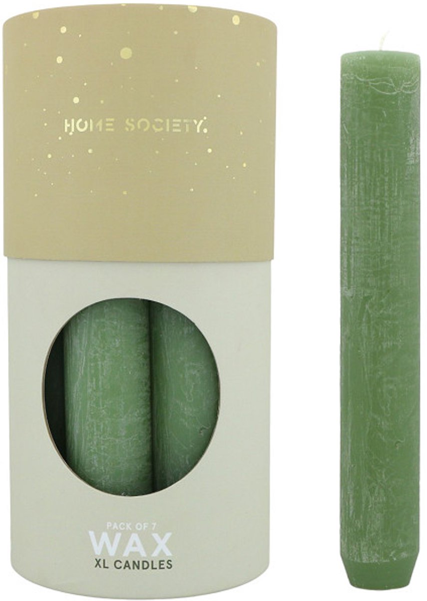 Home Society - XL Dinerkaars - Doos 7 stuks - Salie - Rond 3,4 cm - 21 cm hoog