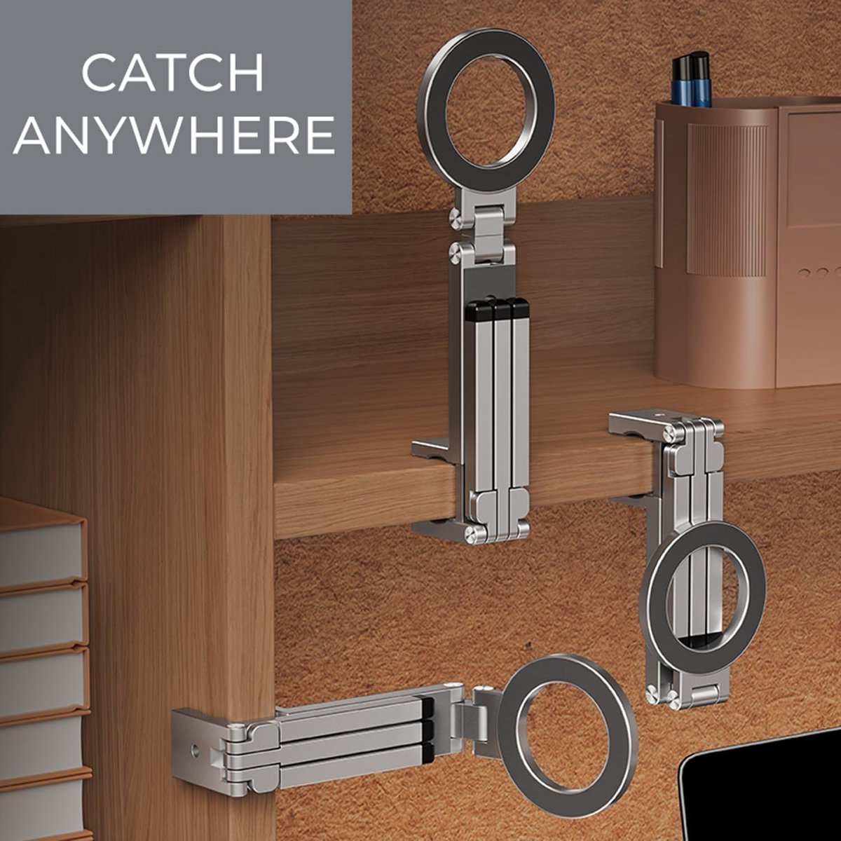 SnelShoppen - Magnetisch Statief voor iPhone - Space Grey - Universele Telefoonhouder voor Auto, Desk, en Fiets - Stabiele Bevestiging, Ideaal voor Vi