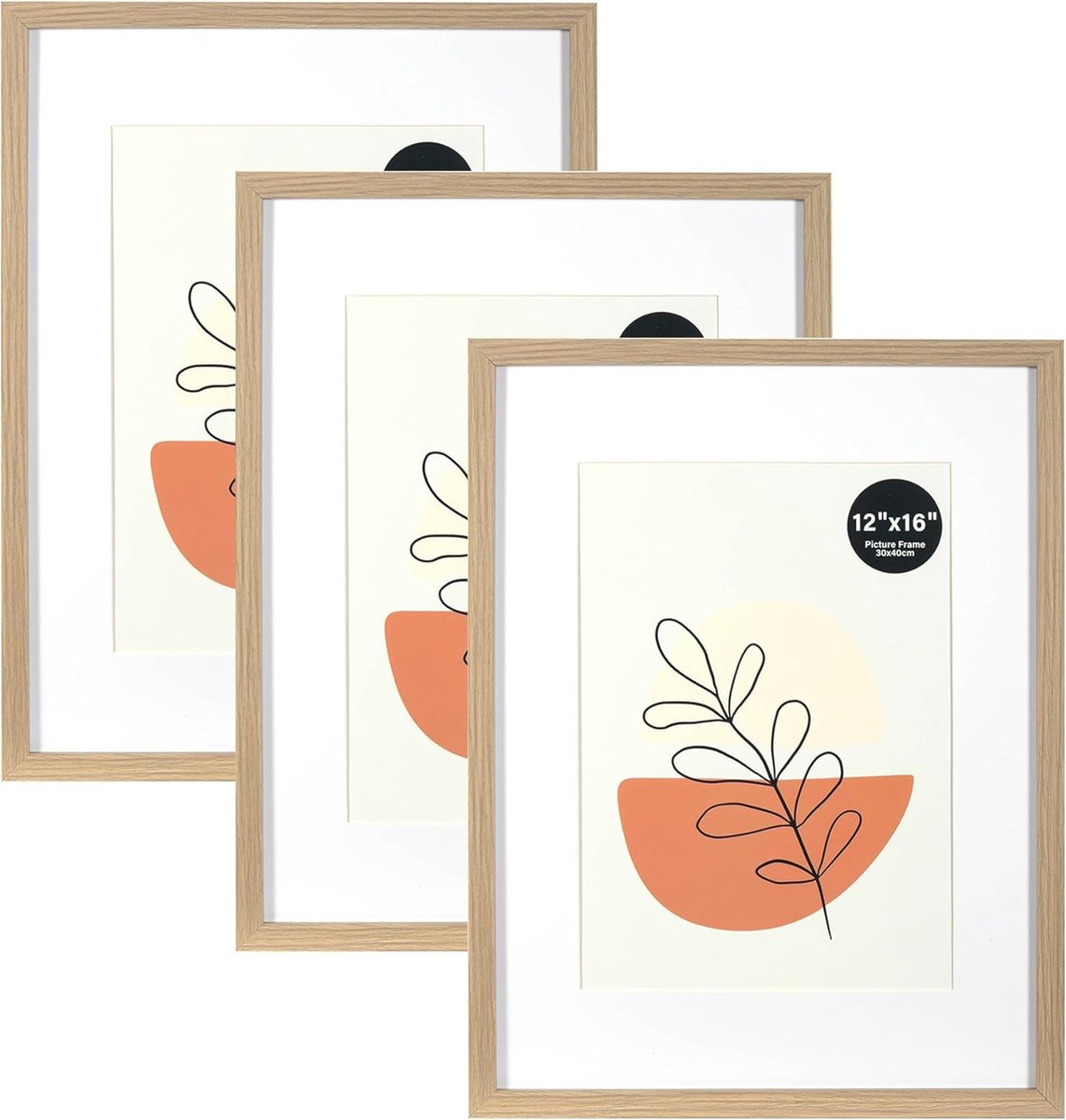 Fotolijsten set van 3 - Grijs 30 x 40 cm - Acrylglas - Perfect voor foto's en posters - SnelShoppen
