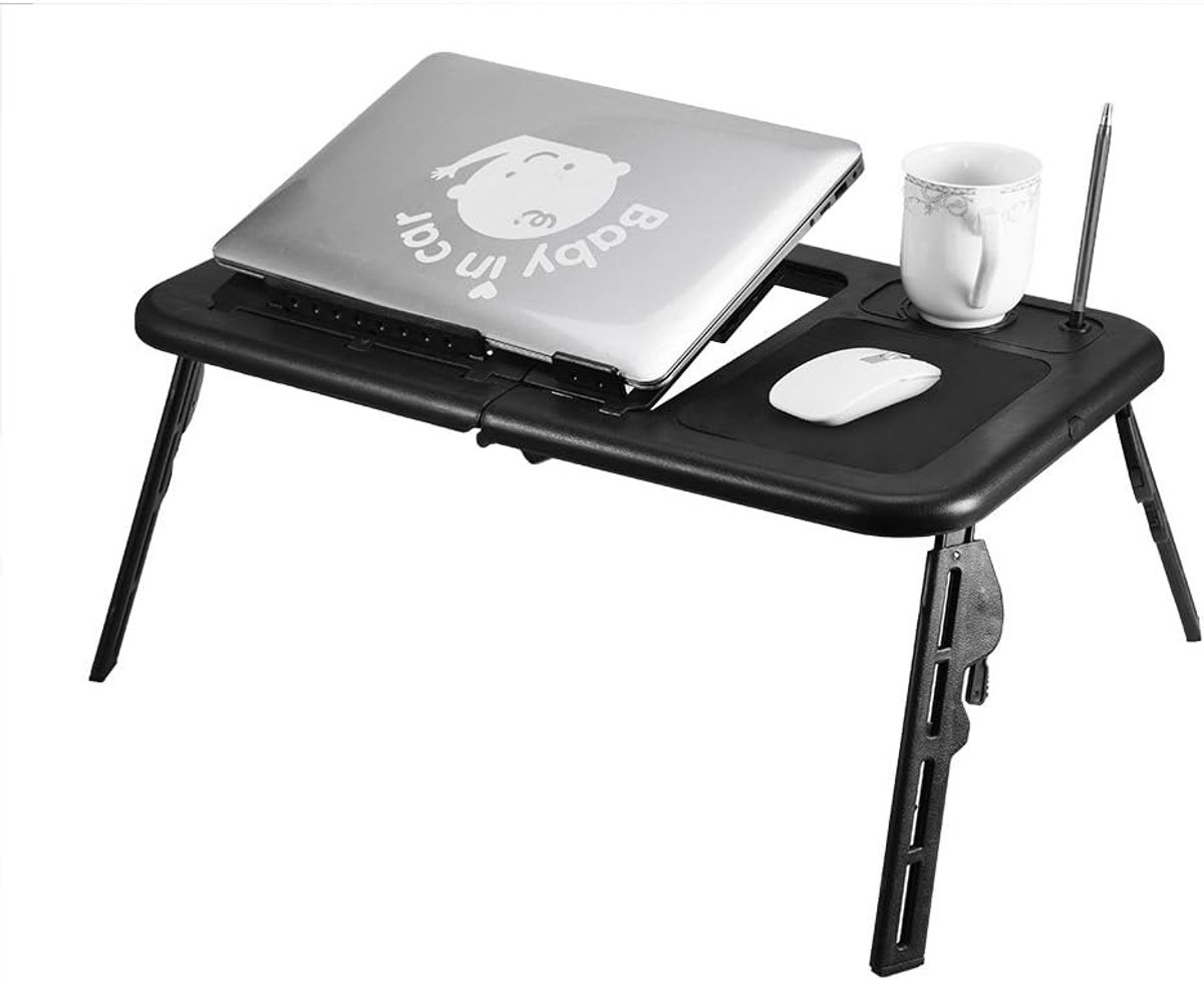 Laptoptafel met verstelbare hoek - ABS tafel voor bed of bank - opvouwbaar ontwerp - ideaal voor eten of drinken - SnelShoppen