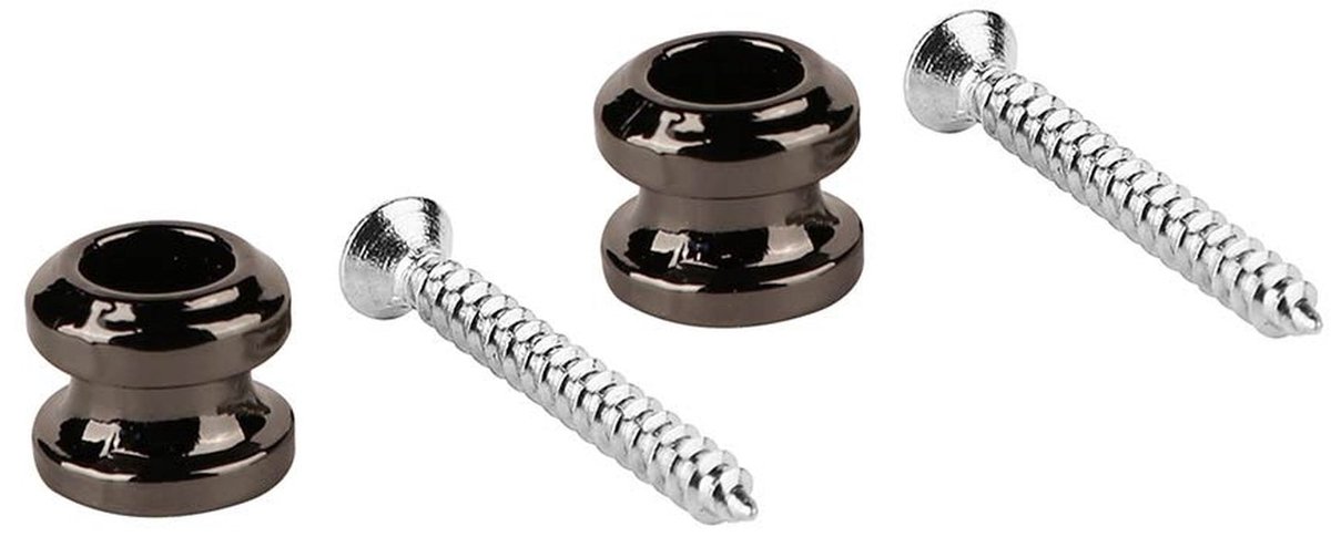 Straplock knoppen - Boston BSLB-10-BC - Met schroeven - Zwart chroom - Set van 2